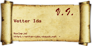 Vetter Ida névjegykártya